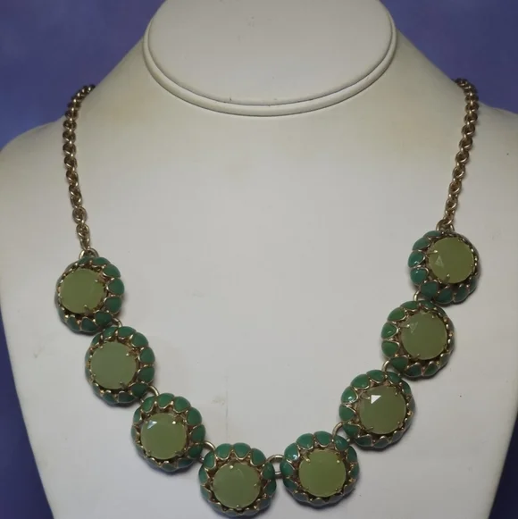 J Crew Lime Green Enamel Cupcake Style Statment Necklace - Picture 8 of 8